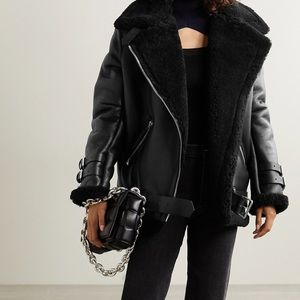 Real shearling Moto coat